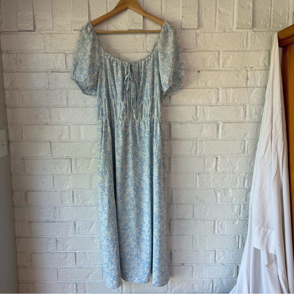 Who What Wear peasant style floral dress blue and white floral size Large target